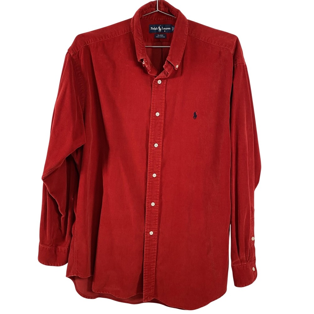Ralph Lauren Shirt Mens Large Red Blaire Corduroy Button Down Pony Logo Casual